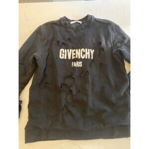Givenchy Paris Men's Black Crewneck Small Distressed Holes